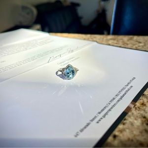 Pear shaped Aquamarine and Diamond ring $480 OBO